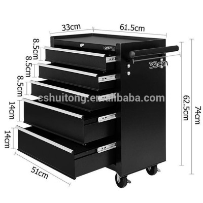 Professional 5 drawers Central Lock roller cabinet mechanic tool carts tool trolley on wheels