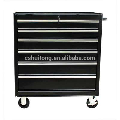 TB2608X Black 36 Inch Roller Tool Cabinet with 6 BBS Drawers on the wheels